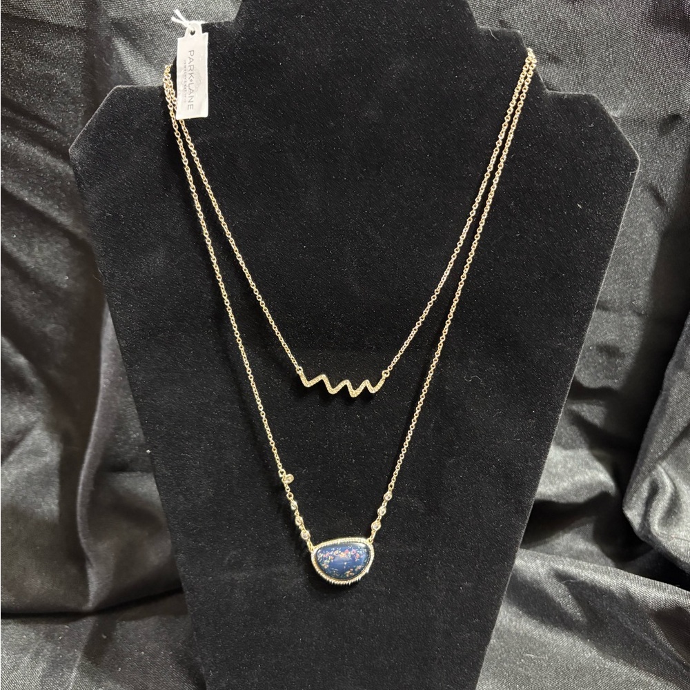 Parklane cosmic Gold and Blue Double Necklace